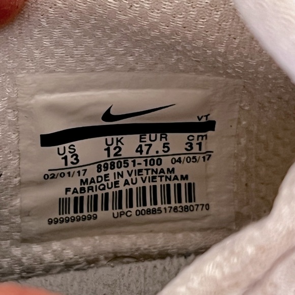 Nike White Sneakers Trainers Men’s Shoes Size 13 - Picture 5 of 7